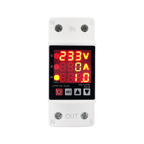 NP-VAKwh 63A 230V Display Din Rail Adjustable Over Under Voltage Protector Relay Over Current Kwh Power Watt Meter